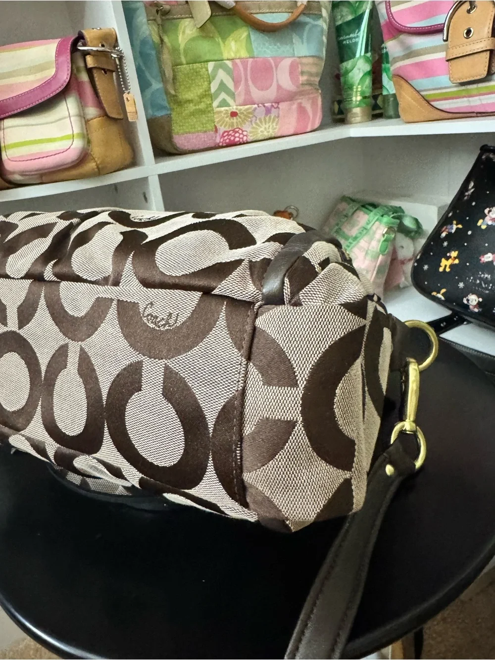 Coach 2009 Brown Signature Canvas Parker Op Art Satchel